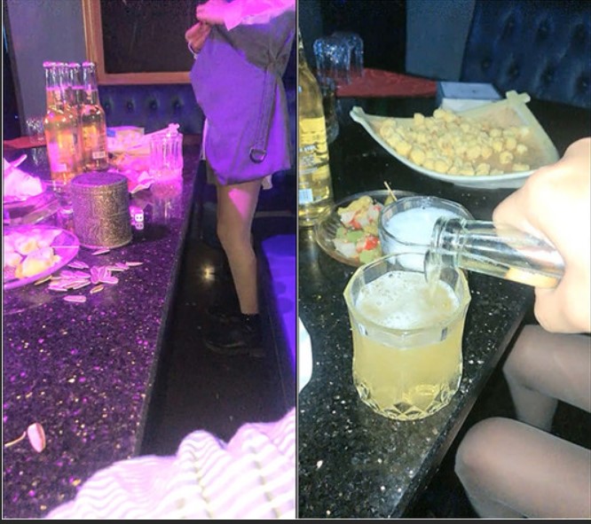 下課約學妹KTV喝酒玩遊戲,喝多了好辦事,越玩越開,拿啤酒瓶插入嫩茓抽送.