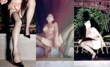 私密電報群VIP福利，戶外露出紫薇，極騷母狗【小湯圓】道具雙通高潮噴水，擼點滿滿 (5)